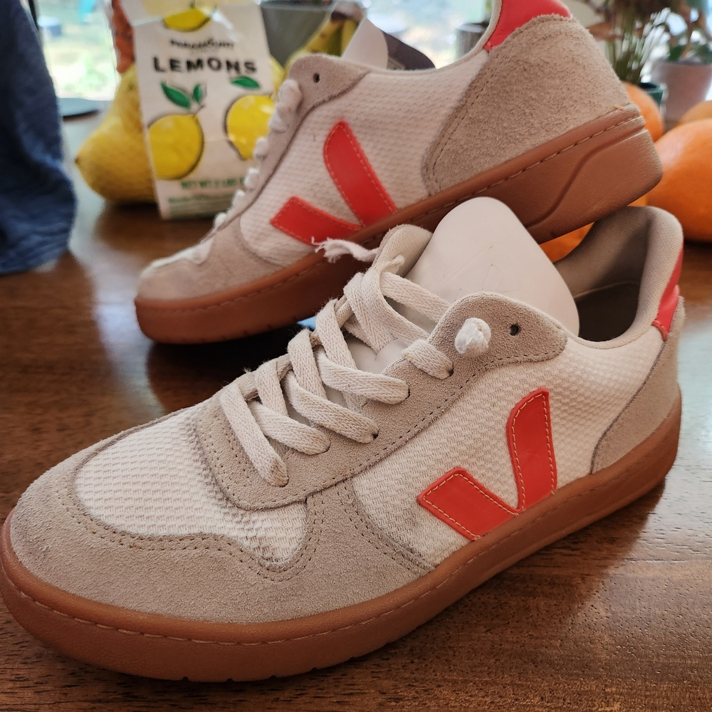 Veja White and Red Sneakers